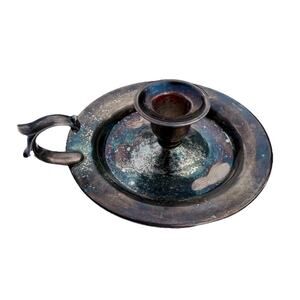 Oneida Chamberstick Candle Holder With Finger Hole Vintage Silversmith Silver T1